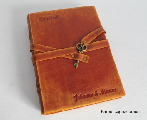 Gästenbuch - Album A4+ "Schlüssel"  im Vintage Look, braun